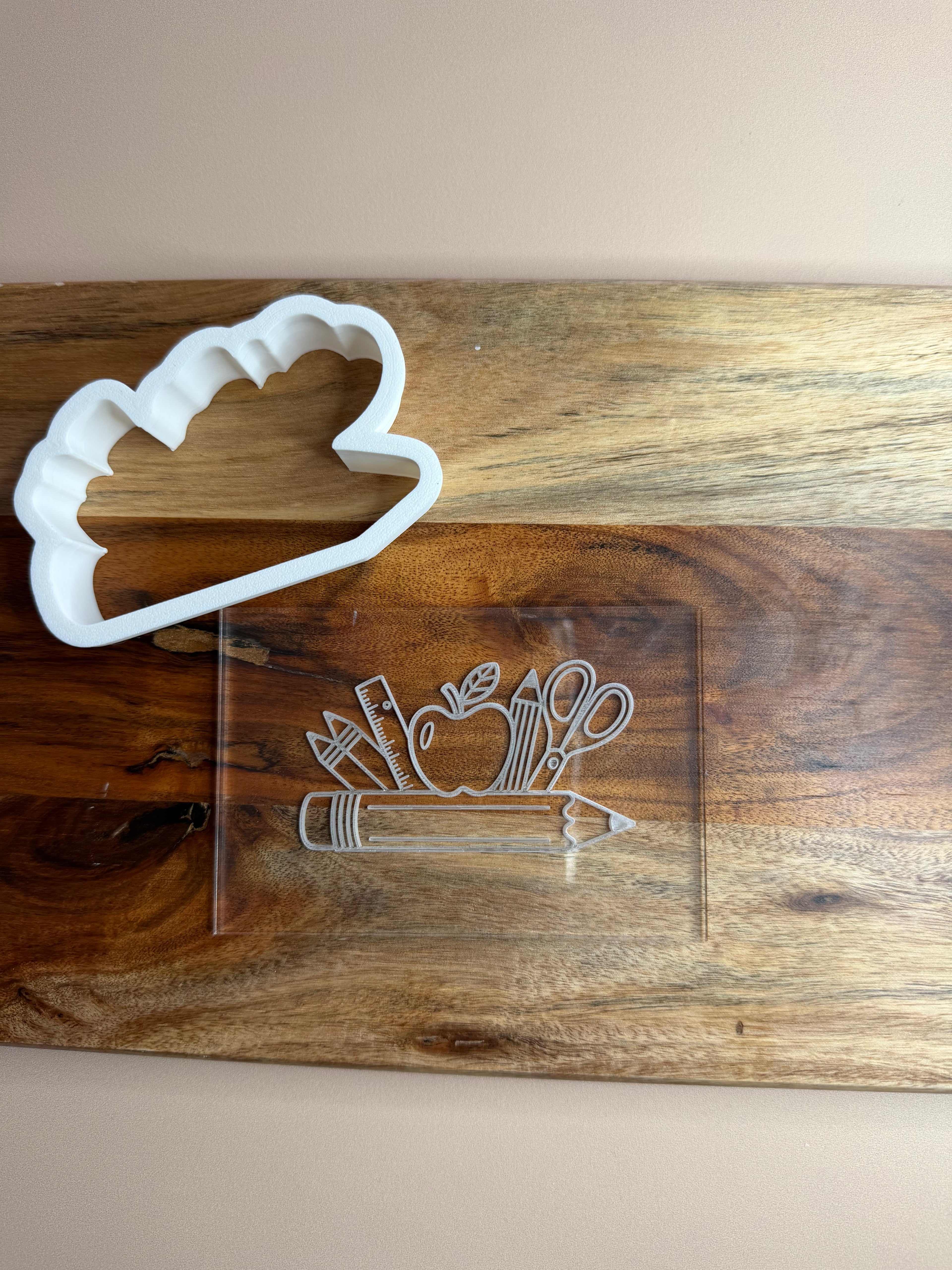 School Supplies Cookie Stamp and Cutter